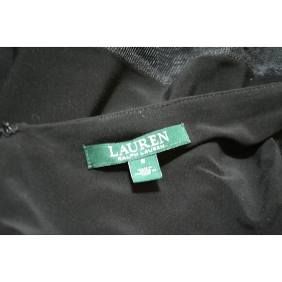 Ralph Lauren LRL Black A-Line Tulle Accent Size 6 Formal Party Cocktail Dress - Picture 3 of 6
